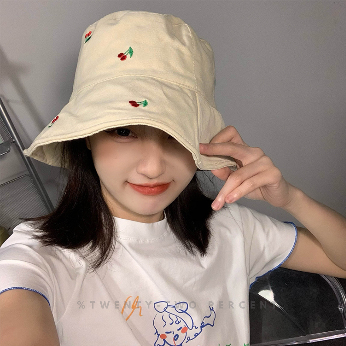 Cute Cherry Print Sun Protection Bucket Hat