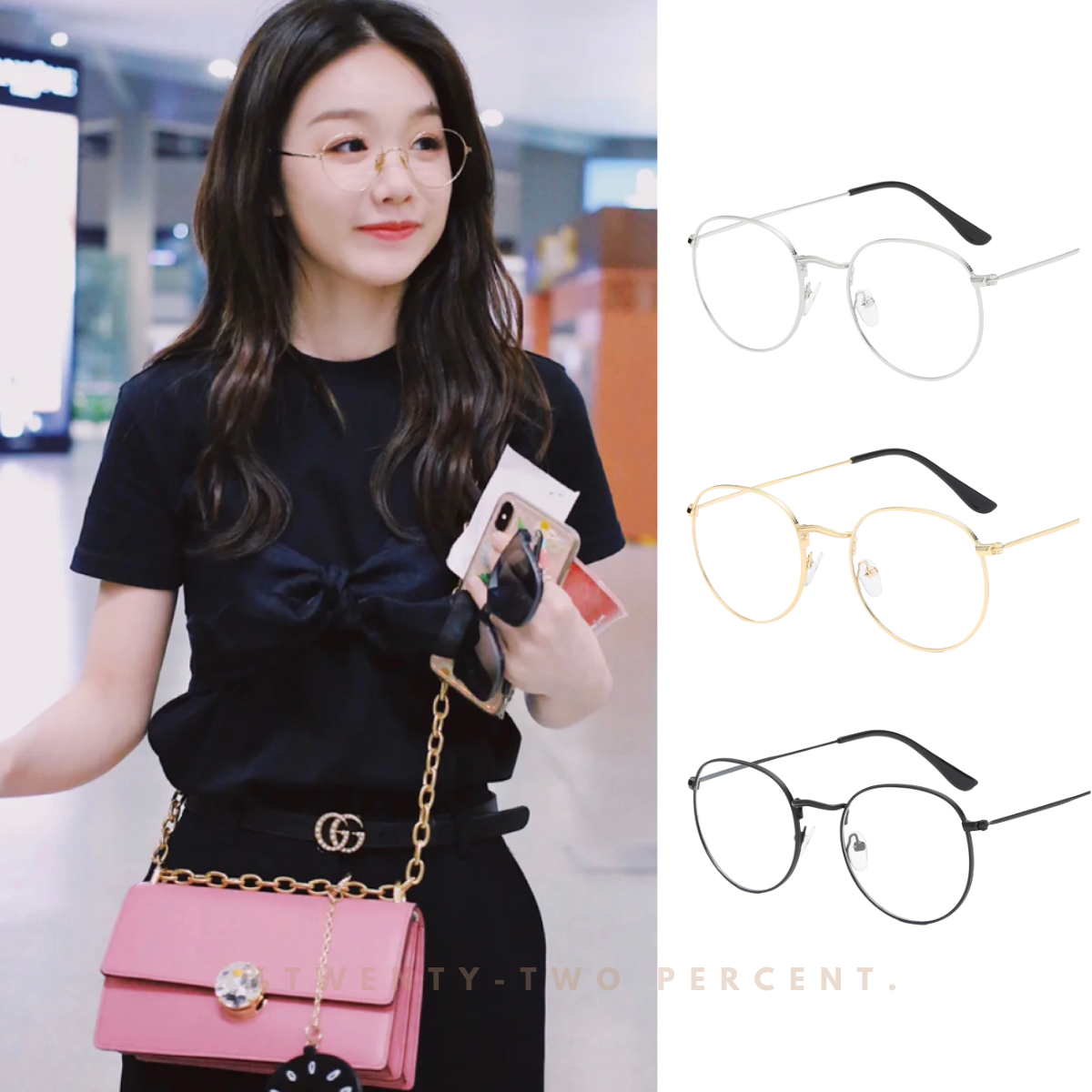 Round Frame Basic Metal Black Eyeglasses